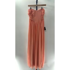 Lulu's Coral Strapless Maxi Dress